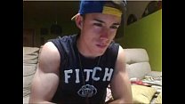 Muscular boy showing off on cam