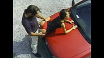 Marianna having sex on a car