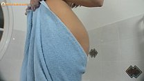Masturbation with dildo in bathroom
