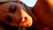 Skinny bigtits blonde fucked in the ass at the beach