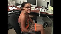 Black secretary gives her boss an huge and deep blowjob to get an offday