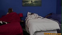 Foursome loving femdoms blowing cock