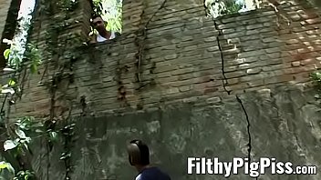 Homo thugs ass fuck and takes a piss on each other outdoors