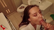 Juicy Babe Blowjob Big Dick in the Bathroom - Cum in Mouth POV
