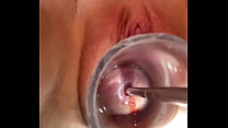 Wet fucking squishy noises as 7mm sound goes deep in cervix