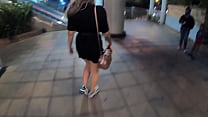Sara Blonde walking through the shopping center in Bucaramanga with lovense lush activated