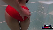 Amateur teen couple with big ass Thai girlfriend having fun in the jacuzzi