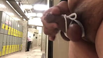 Dick flash and jerk off in a public toilet