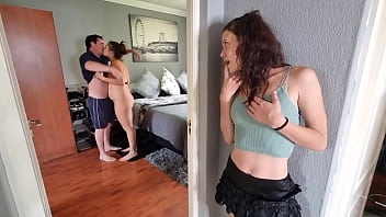 Friend watch secretly how a couple fuck and playing with herself