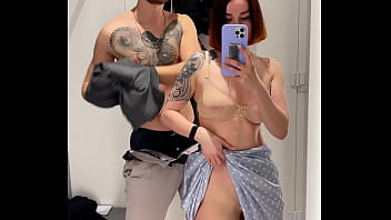 Public changing room BJ and Fuck with redhead wife Kleo