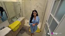 Haix sets a trap up for her plumber and fucks him for all of us to see