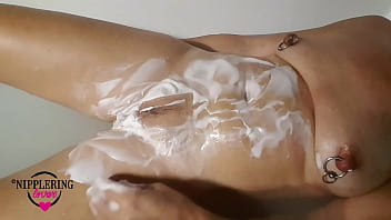 nippleringlover hot shaving pierced pussy nude in bathtub extreme pierced nipples