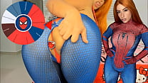 Mary Jane from spider man cosplay feat the wheel of sex game blowjob big tits bouncng and buttplug TRY NOT TO CUM