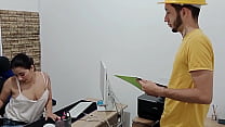 Horny female engineer fucks employee in the office CUM ON STOMACH FULL STORY