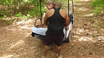BBC slut fucked and creampied on her pretty pink golf cart at a public park - Becky Tailorxxx